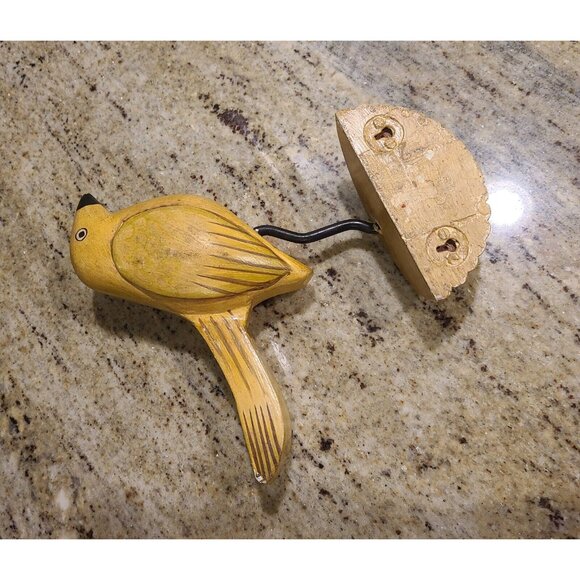 Vintage Painted Carved Perched Bird Wall Hanging Yellow Folk Art About 9" - Picture 4 of 12